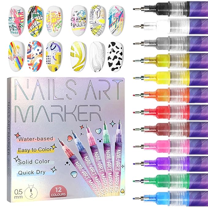 12 Colors 3D Nail Art Pens