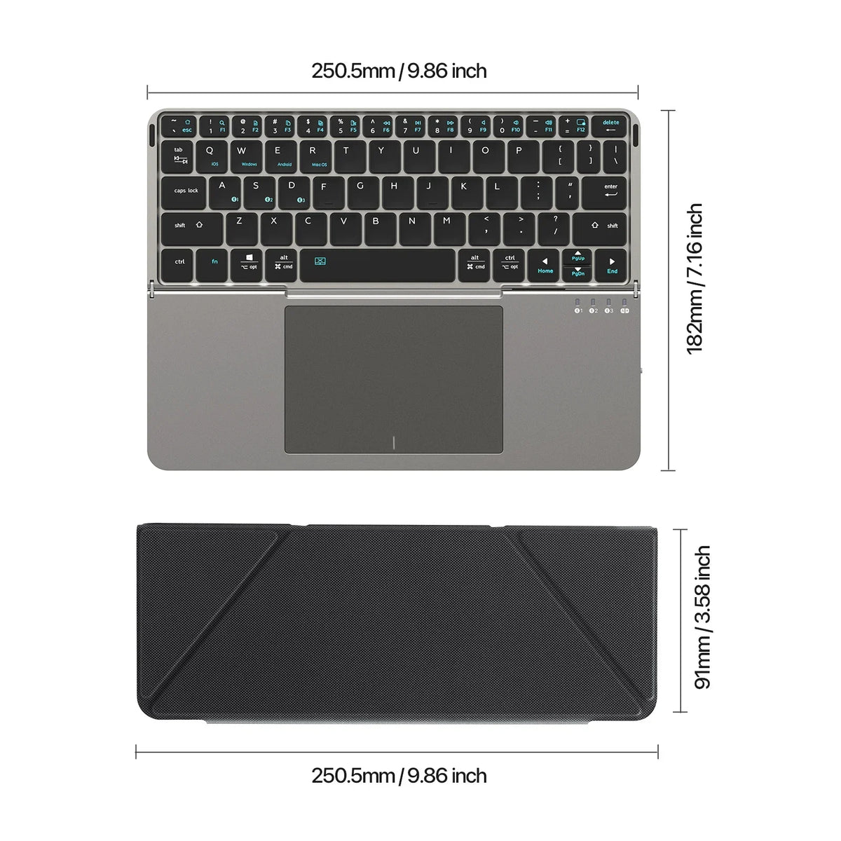 New foldable ultra-thin Bluetooth keyboard, compatible with Apple, Android, smartphones, and tablets.