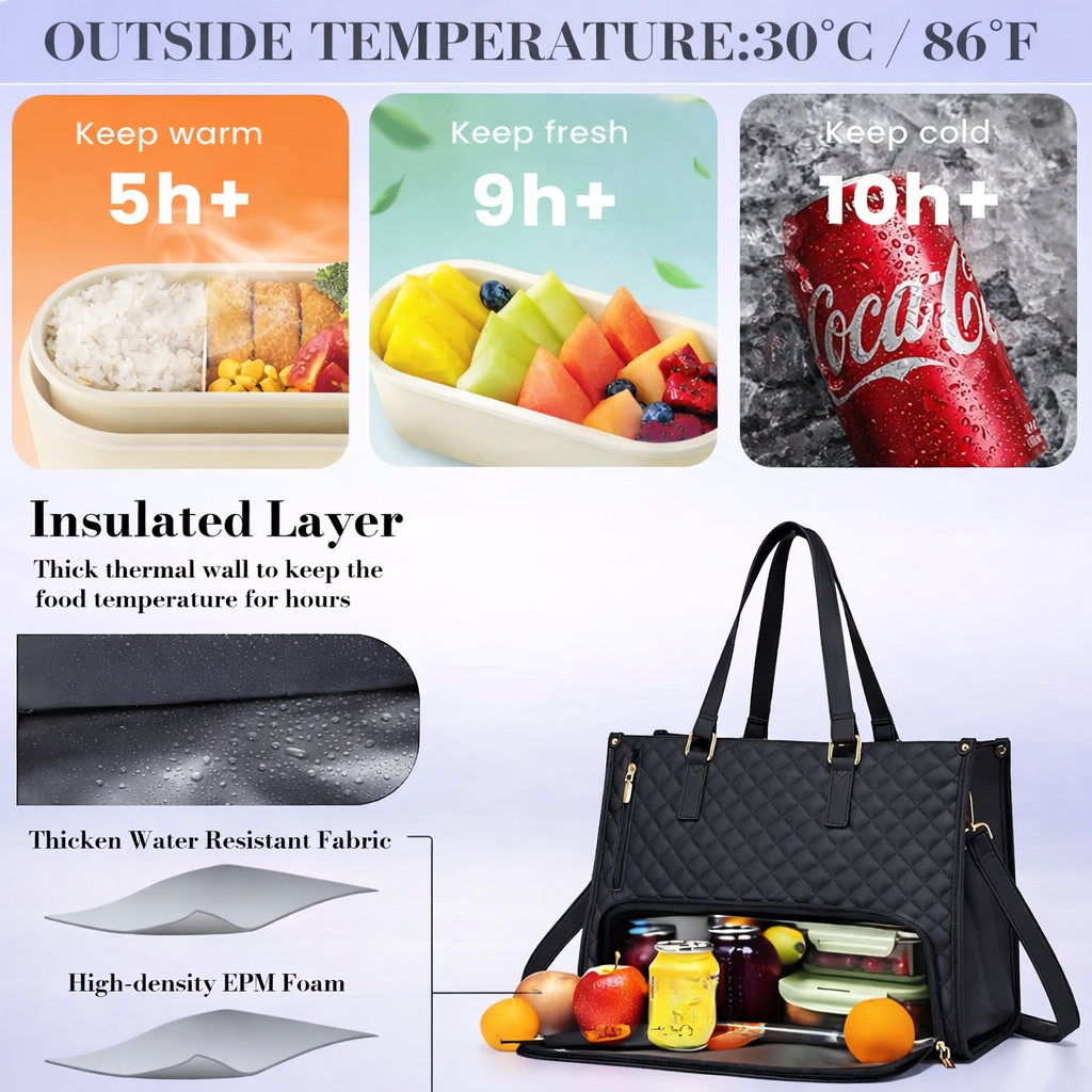 2-in-1 Insulated Tote Bag with Lunch Compartment