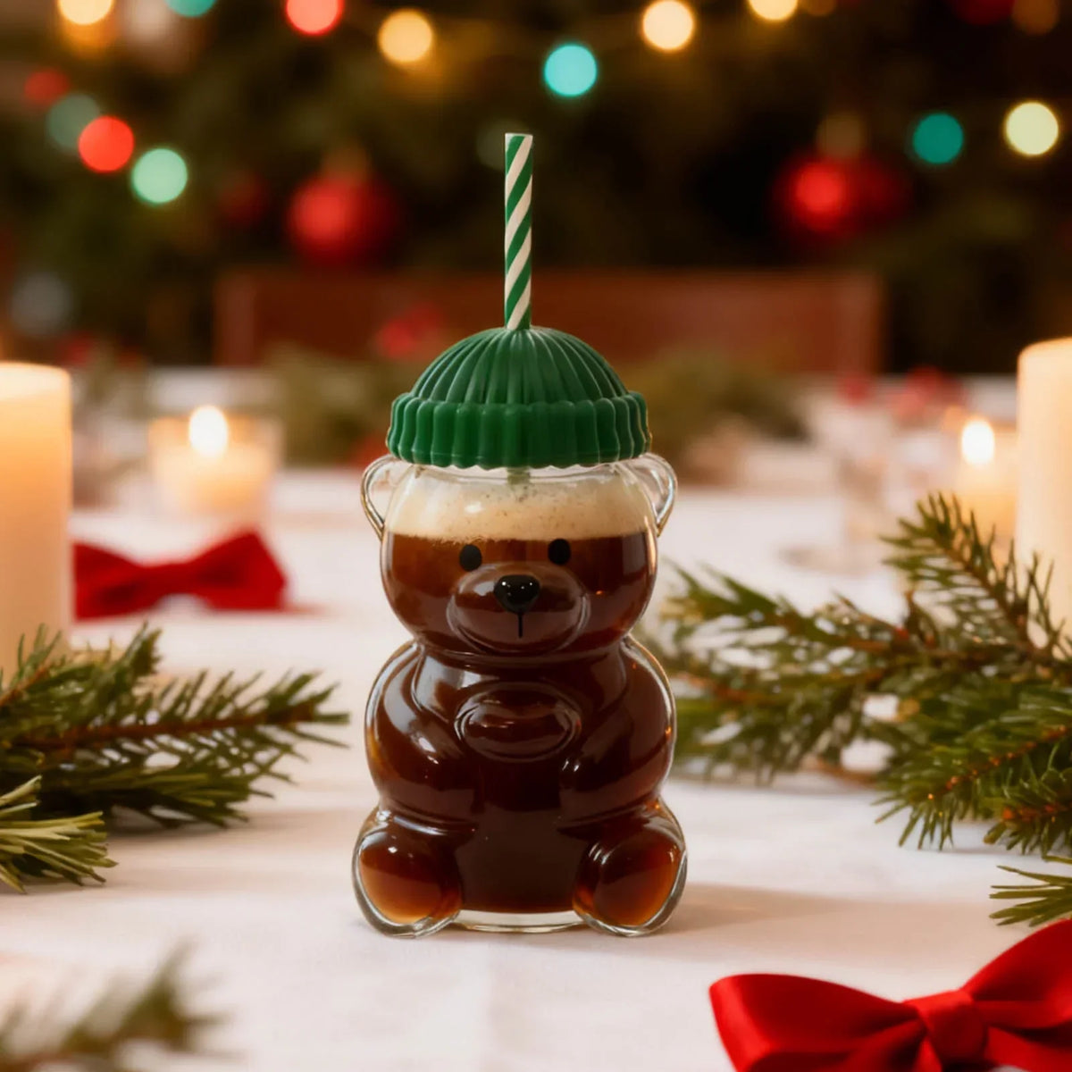 Bear Glass Cup with Straw Bearista 20oz Clear Bear Glass Sippy Cup PREORDER