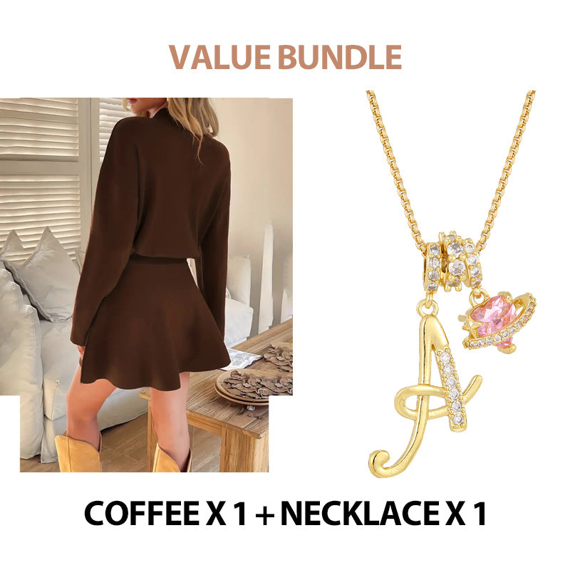💖New Arrival 50% OFF💖—Women's Mock Neck Knit A-Line Mini Dress