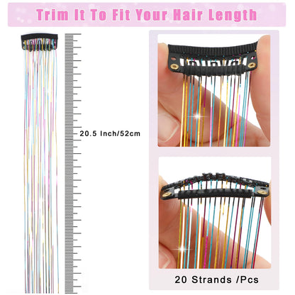 Liora — Rainbow Hair Tinsel Clip-In Extensions for Sparkling Highlights