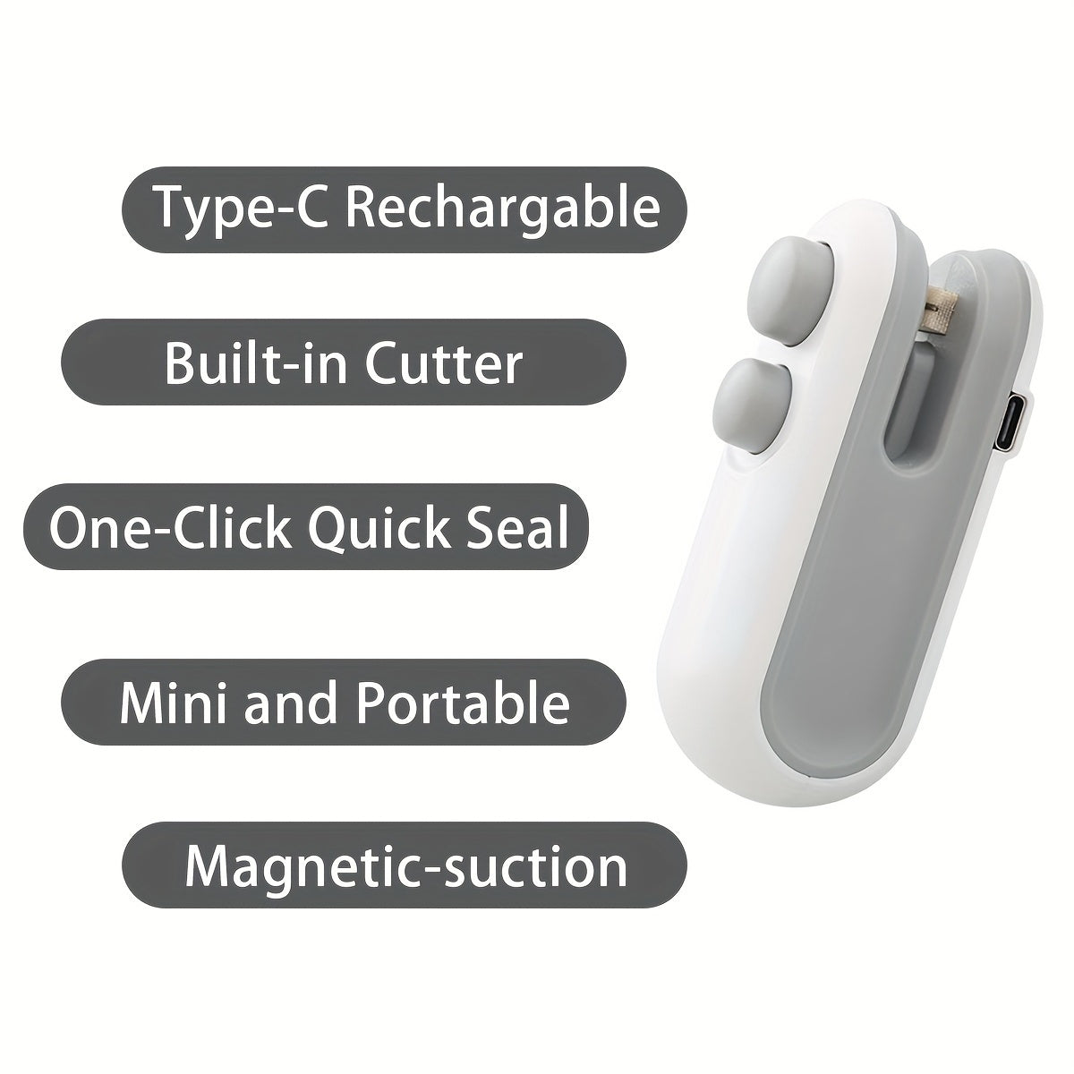 USB Rechargeable 2-in-1 Snack Sealing &amp; Opening Machine: Keep Food Fresh with Heat Sealing and Chip Knife