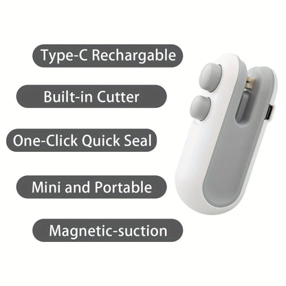 USB Rechargeable 2-in-1 Snack Sealing &amp; Opening Machine: Keep Food Fresh with Heat Sealing and Chip Knife
