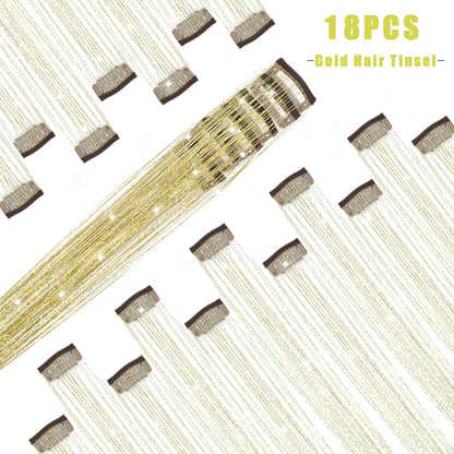 Liora — Rainbow Hair Tinsel Clip-In Extensions for Sparkling Highlights