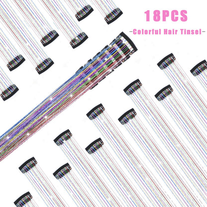 Liora — Rainbow Hair Tinsel Clip-In Extensions for Sparkling Highlights