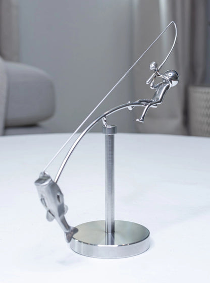 🎣The Fisherman & Biker Balancing Sculpture