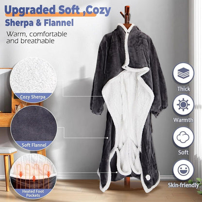 Thermal Heating Blanket with Foot Pocket | Electric Heated Throw for Period Cramp & Pain Relief