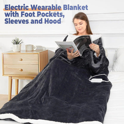 Thermal Heating Blanket with Foot Pocket | Electric Heated Throw for Period Cramp & Pain Relief