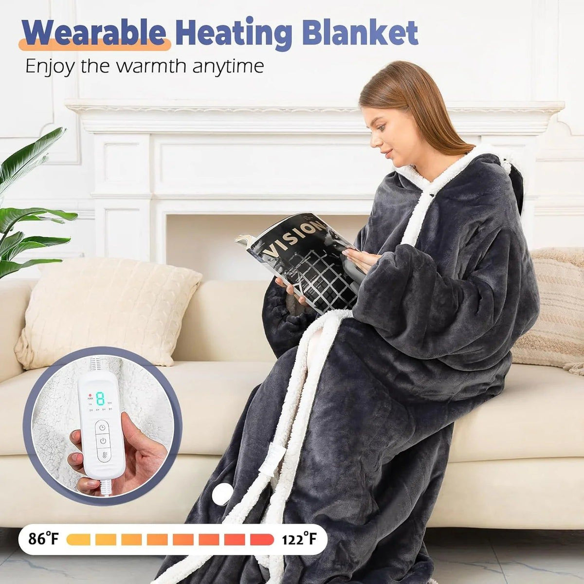 Thermal Heating Blanket with Foot Pocket | Electric Heated Throw for Period Cramp & Pain Relief