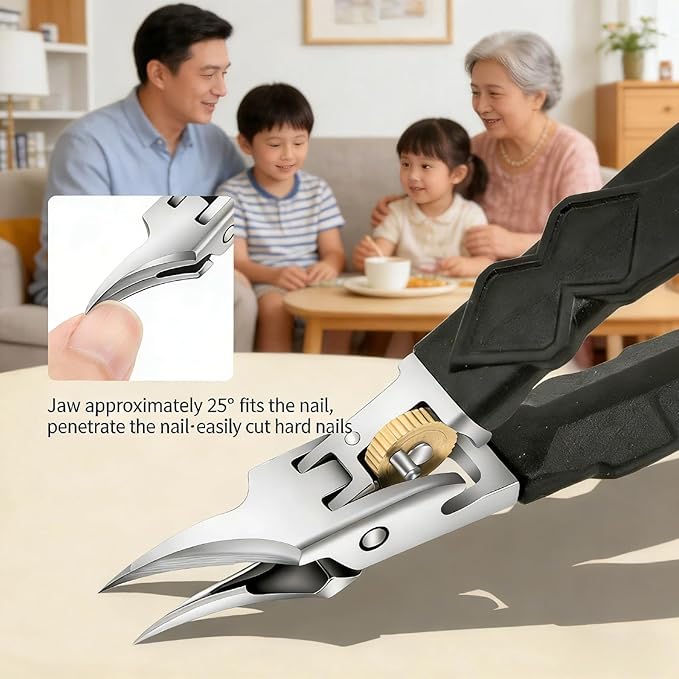 Black Non-slip Handle Gear-locking Nail Clipper Set