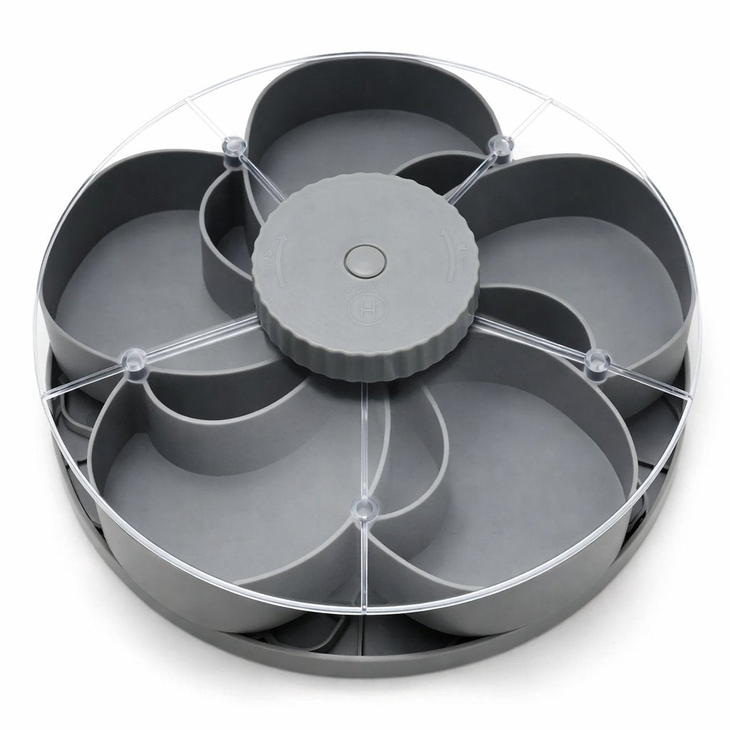🍽️ Rotating 5-Compartment Snack Tray