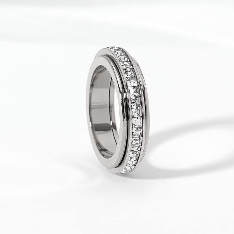 Titanium Steel Anxiety Relieving Wedding Ring Fidget for Women