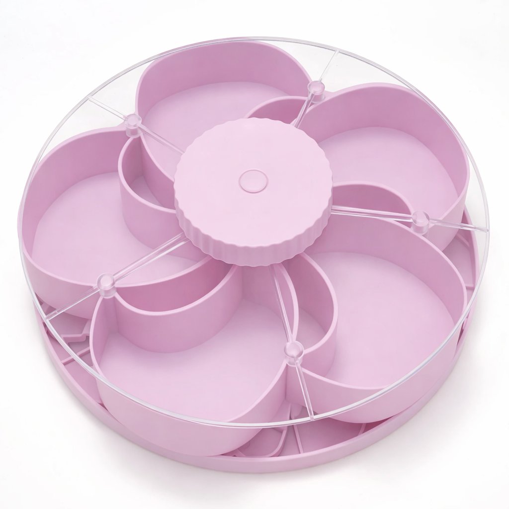 🍽️ Rotating 5-Compartment Snack Tray