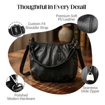 👜50% OFF NOW🎀Casual Pleated Bucket Leather Handbag – Soft Leather, Versatile Style & Adjustable Shoulder Strap✨