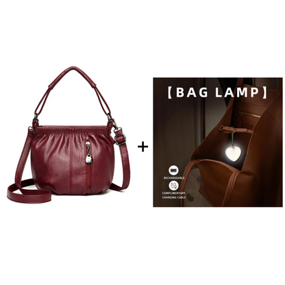 👜50% OFF NOW🎀Casual Pleated Bucket Leather Handbag – Soft Leather, Versatile Style & Adjustable Shoulder Strap✨