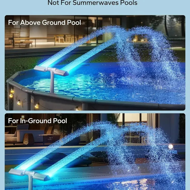 Solar Pool Fountain with Lights Dual Arc - Above/Inground Pool Fountain Lights with Remote Control