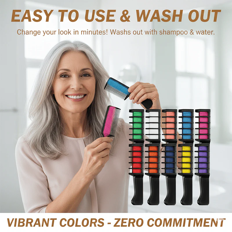 🌈Holiday Season Final Rush - 50% OFF✨Temporary Hair Dye Chalk Comb- Cruelty Free