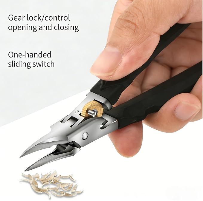 Black Non-slip Handle Gear-locking Nail Clipper Set
