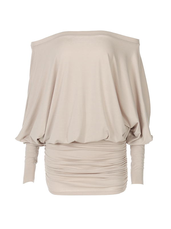 Women's Solid Off The Shoulder Sheer Ruched Dress