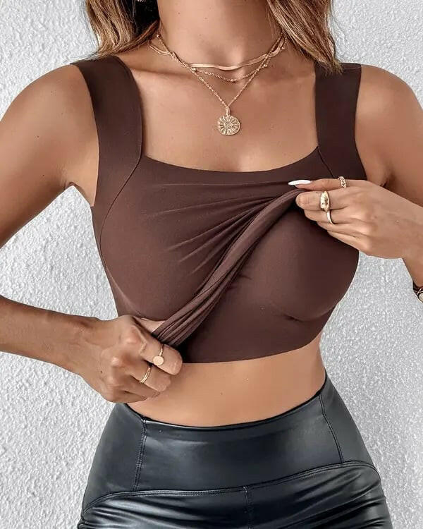 Women’s U-Neck Thermal Tank with Built-In Bra 