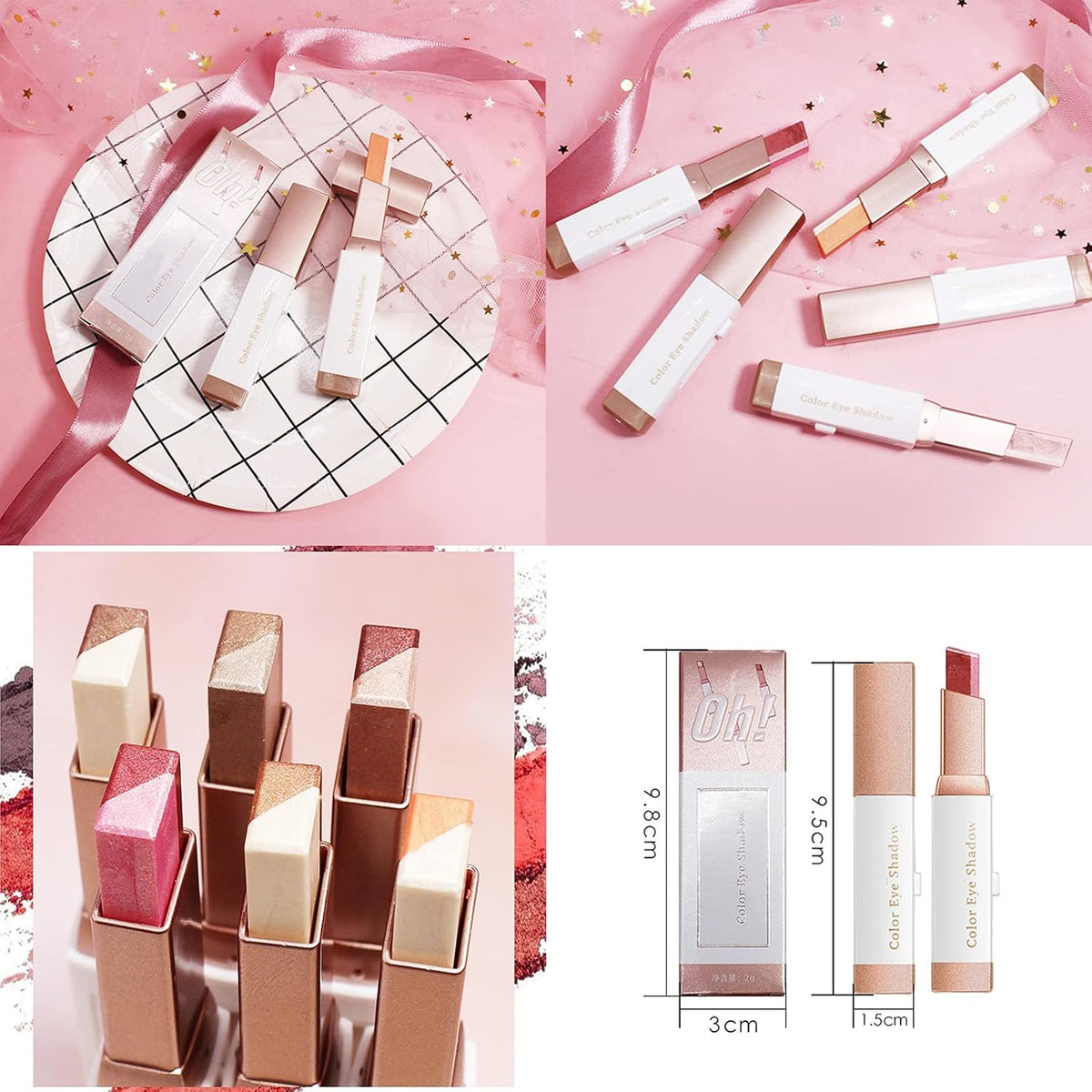 12 Colors Glitter Eye-shadow Stick Set