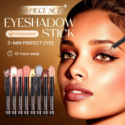 🎄50K+ SOLD! 🎁✨8 Colors Glitter Eyeshadow Stick Waterproof & Long-Wearing & Multi-Use