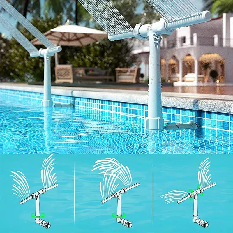Solar Pool Fountain with Lights Dual Arc - Above/Inground Pool Fountain Lights with Remote Control