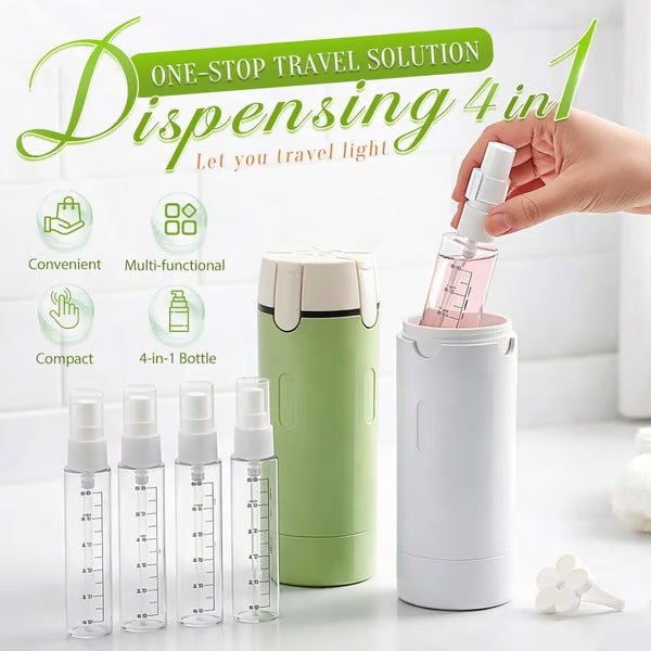 🧴 50% OFF NOW! 🎉 4-in-1 Travel Dispenser Bottles – Leak-Proof, Refillable & TSA Approved