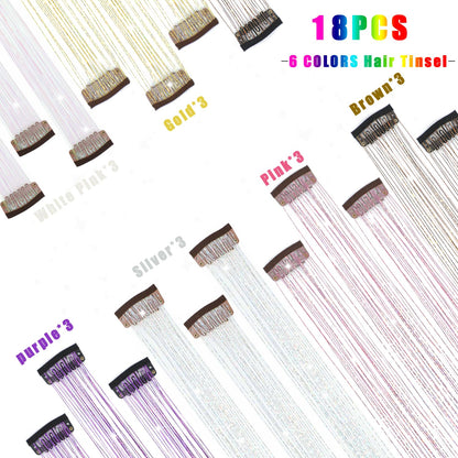 Liora — Rainbow Hair Tinsel Clip-In Extensions for Sparkling Highlights