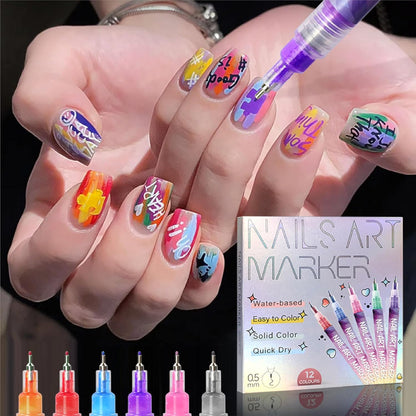 12 Colors 3D Nail Art Pens