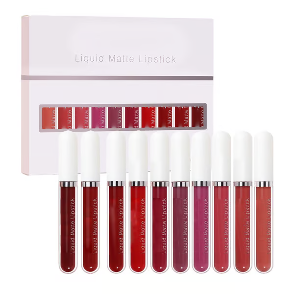 ❤️10Pcs Liquid Matte Matt Lipstick Set, Long Lasting Lipstick 24 hour Waterproof Lip Gloss