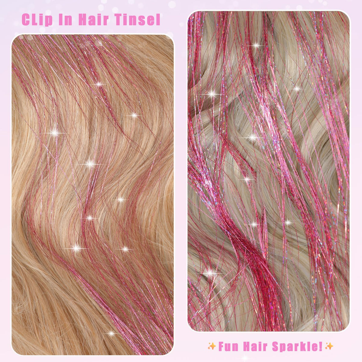 Liora — Rainbow Hair Tinsel Clip-In Extensions for Sparkling Highlights
