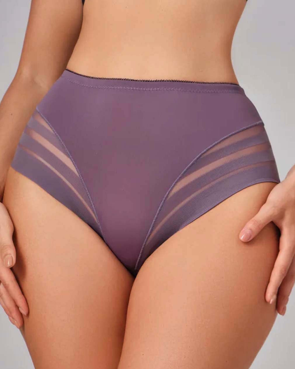 🔥Plus Size Up to 6XL 🔥 High Waisted Invisible Tummy Control Panties - Sheer Stripe Shapewear