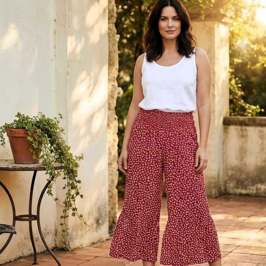 Maviglow™ – Smocked High Waist Flowy Wide Leg Pants + 50% OFF