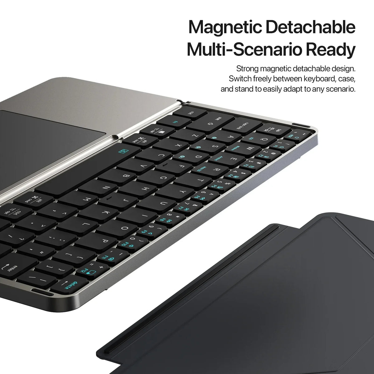 New foldable ultra-thin Bluetooth keyboard, compatible with Apple, Android, smartphones, and tablets.