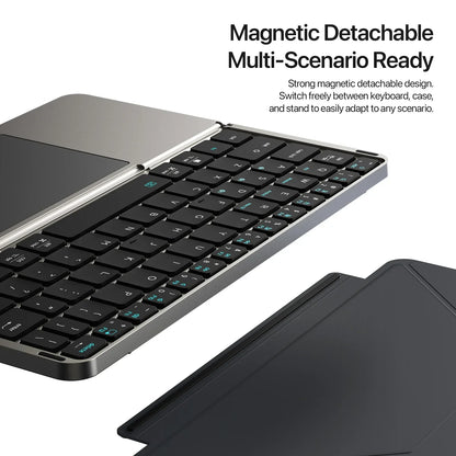 New foldable ultra-thin Bluetooth keyboard, compatible with Apple, Android, smartphones, and tablets.