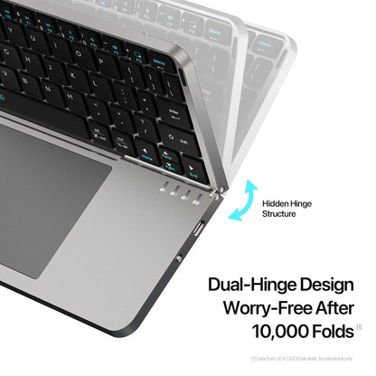 New foldable ultra-thin Bluetooth keyboard, compatible with Apple, Android, smartphones, and tablets.