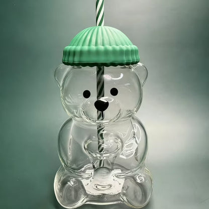 Bear Glass Cup with Straw Bearista 20oz Clear Bear Glass Sippy Cup PREORDER