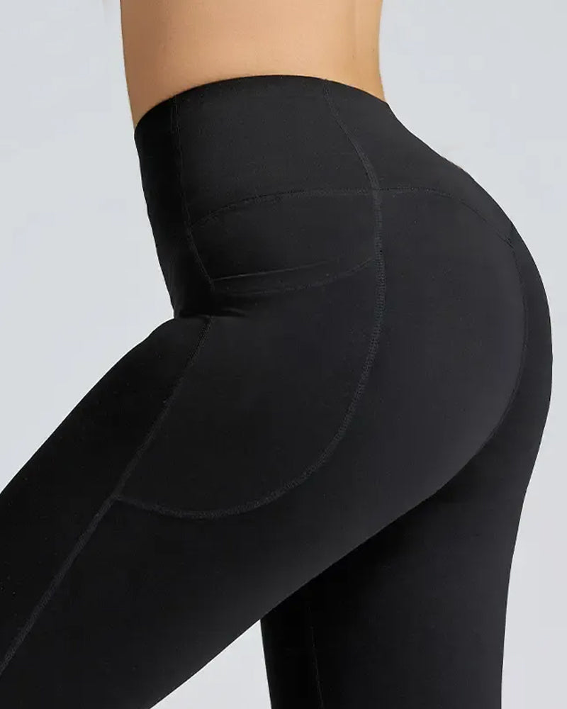 Butt Lifting Tummy Control Side Pocket High Waisted Shaping Training Leggings