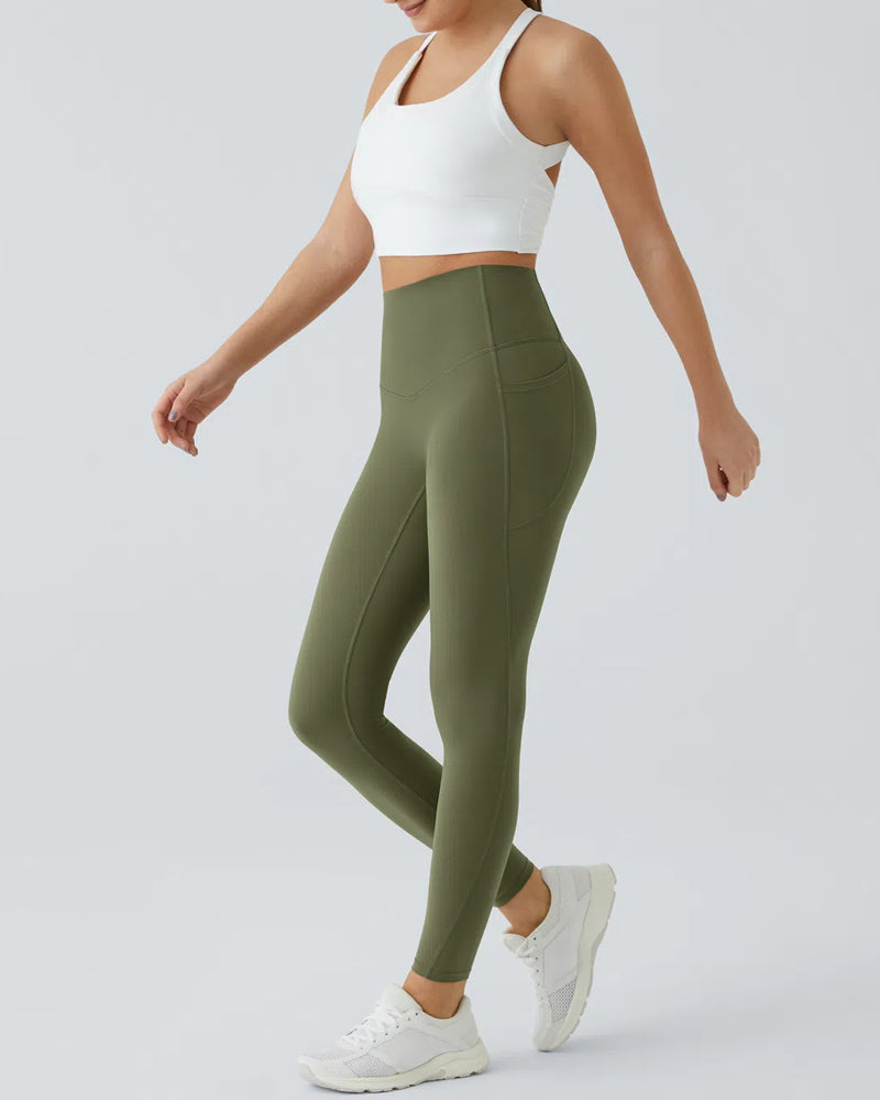 Butt Lifting Tummy Control Side Pocket High Waisted Shaping Training Leggings