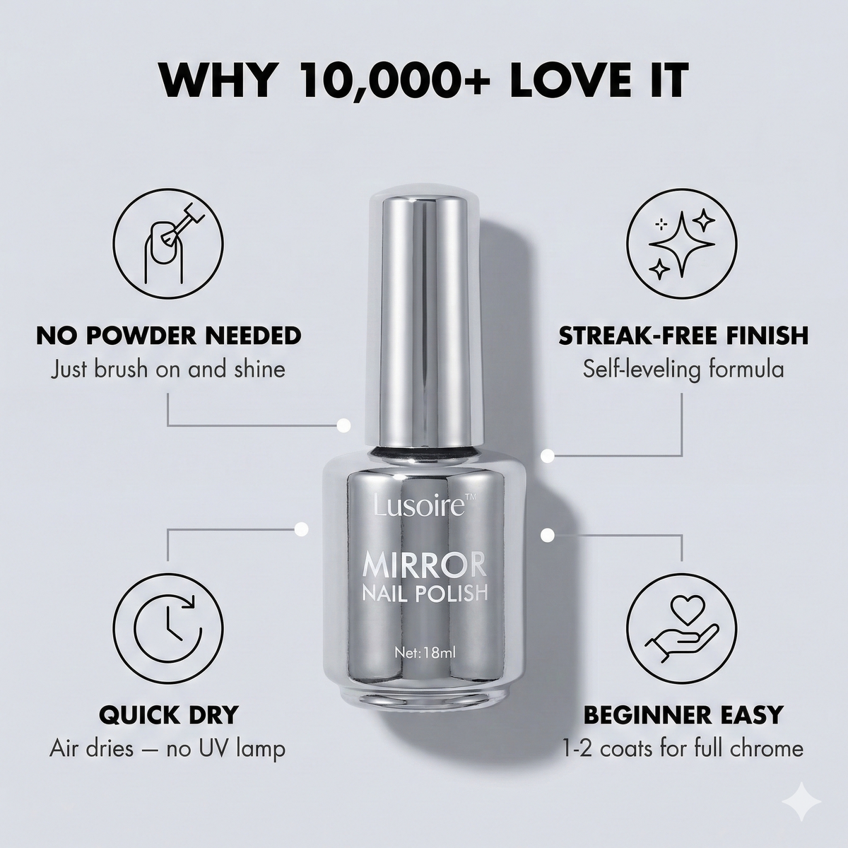 Lusoire™ – Liquid Mirror Chrome Nail Polish for Instant Salon-Shine Nails + 1+1 FREE