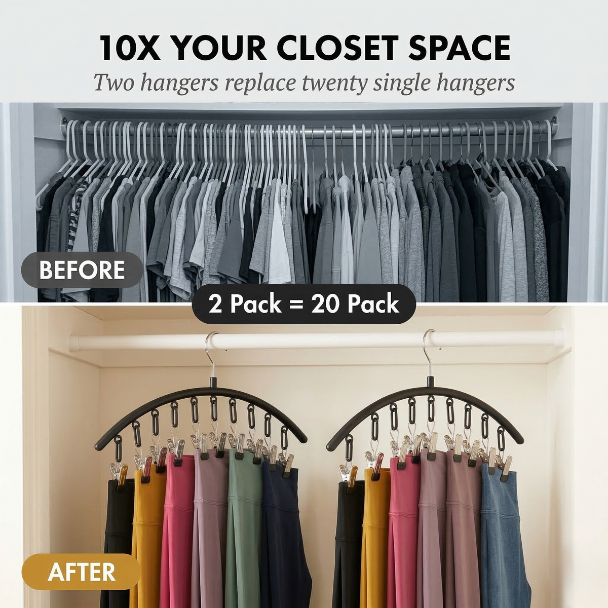Rackwell™ – 10-Clip Space-Saving Vertical Pants Hanger + 50%  OFF