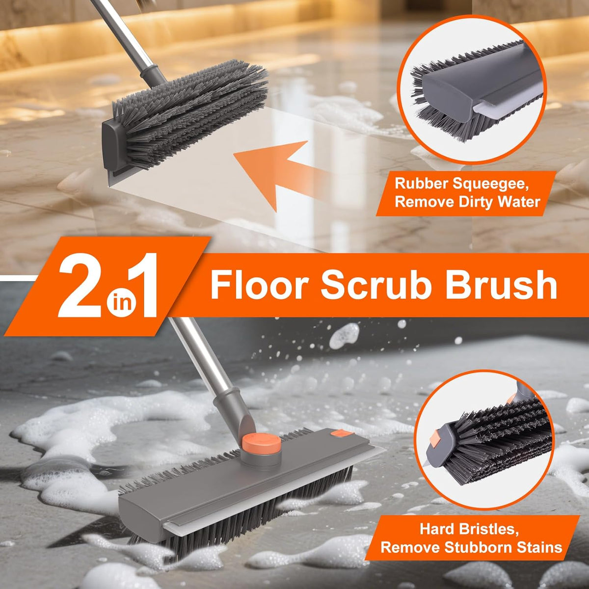 Floor Scrub Brush with Long Handle
