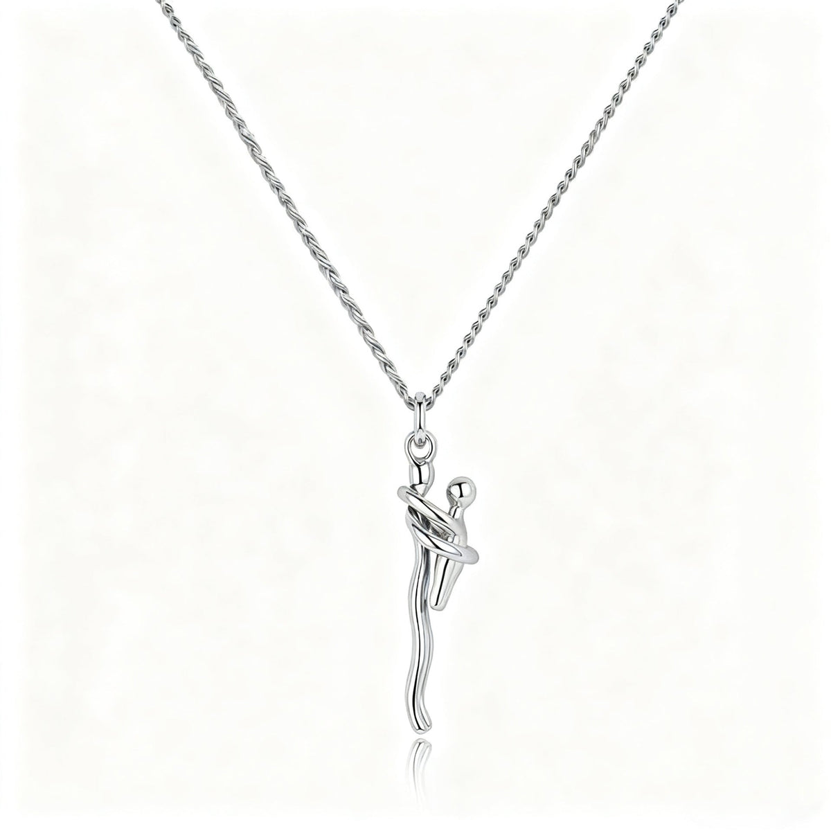 Maviglow™ – 925 Sterling Silver Mother & Child Embrace Pendant Necklace 