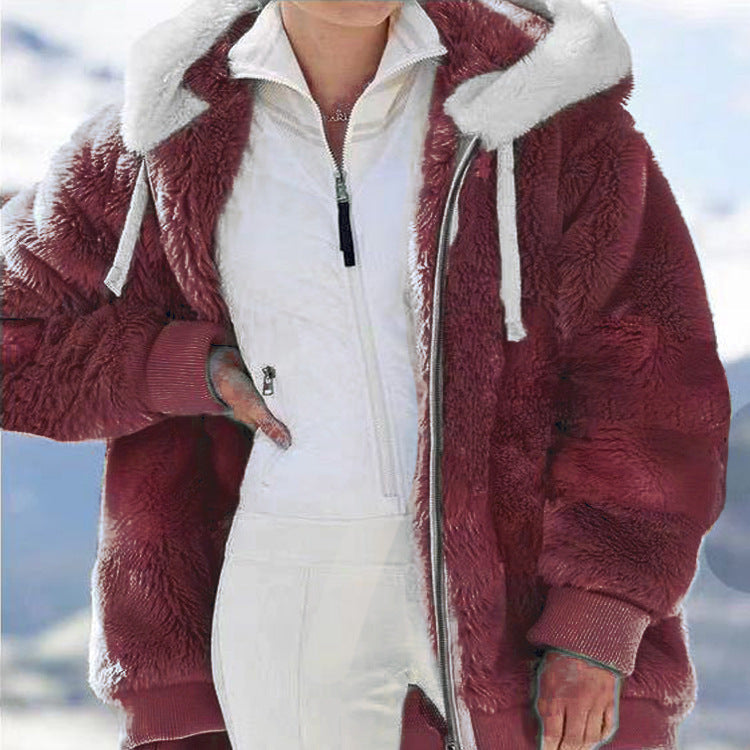🧥 60% OFF NOW! ✨ Hooded Fleece Jacket with Shearling Lining - Windproof & Thermal Insulation for Extreme Cold Weather ❄️🛡️