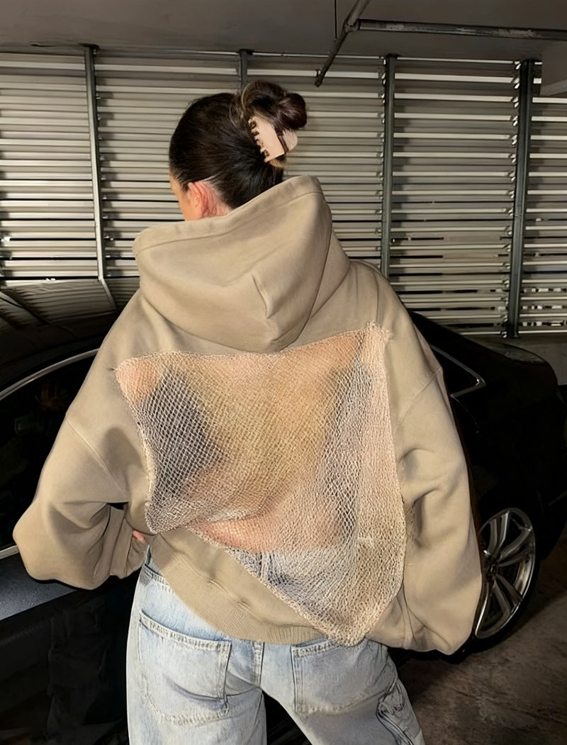 Backstage Crystal-Mesh Hoodie