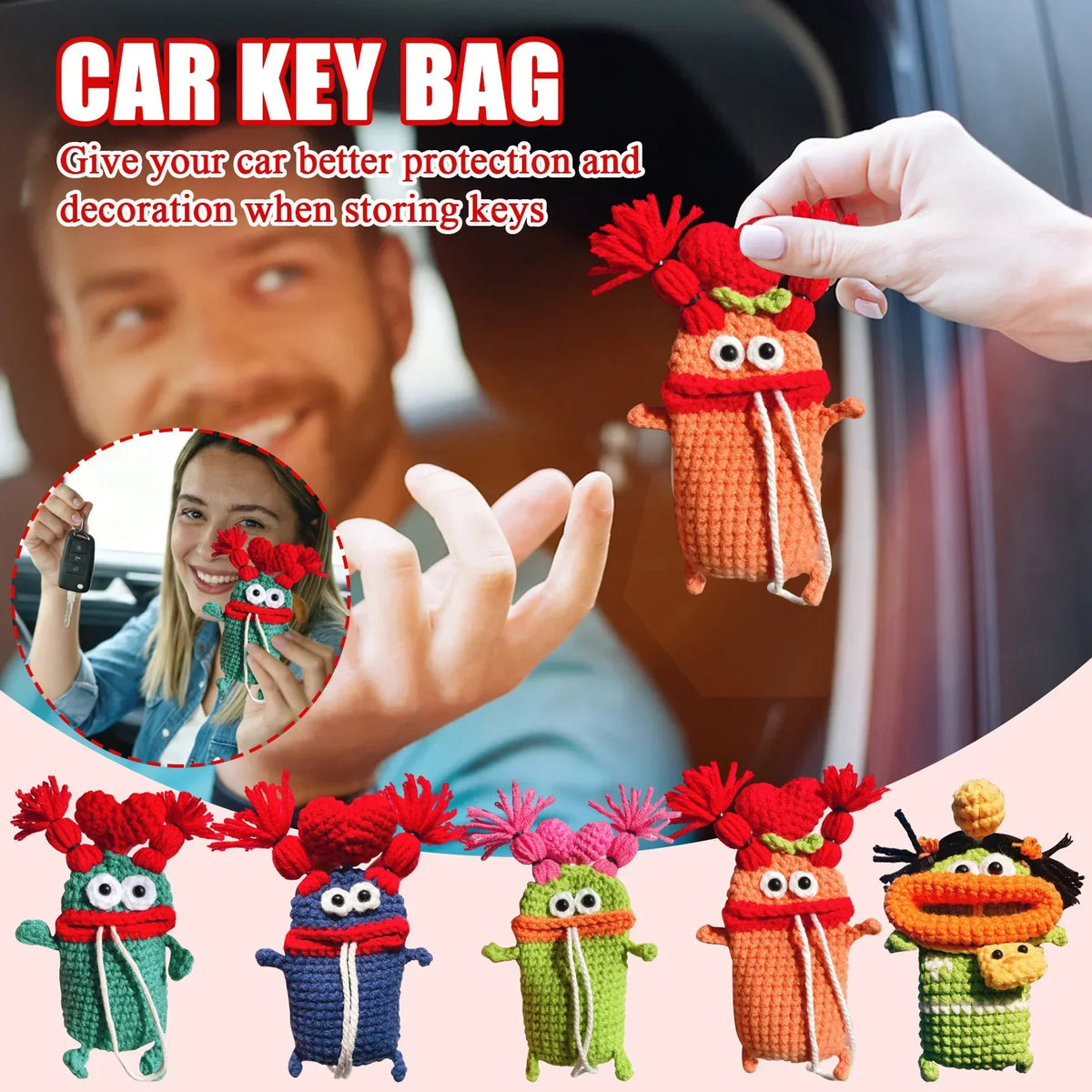 Handmade Knitted Car Key Case Cover