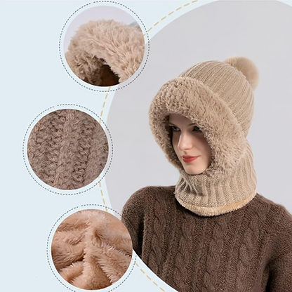 Women's 3 in 1 Fleece Lined Winter Hat Scarf Mask