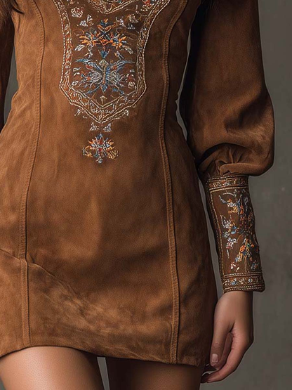 Marion™ | Retro Suede Mini Dress